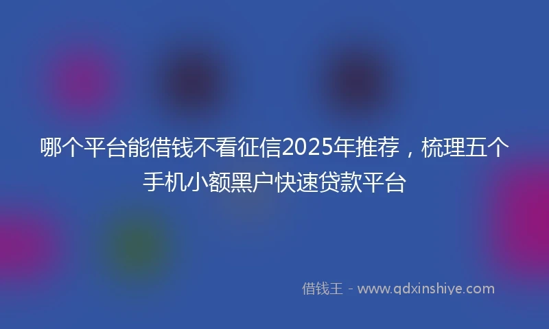 哪个平台能借钱不看征信2025年推荐，梳理五个手机小额黑户快速贷款平台