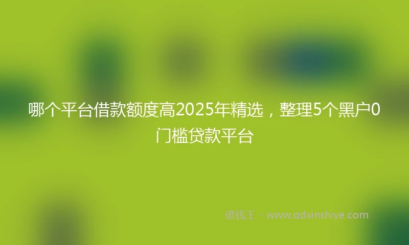 哪个平台借款额度高2025年精选，整理5个黑户0门槛贷款平台