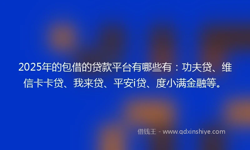 2025年的包借的贷款平台有哪些有：功夫贷、维信卡卡贷、我来贷、平安i贷、度小满金融等。