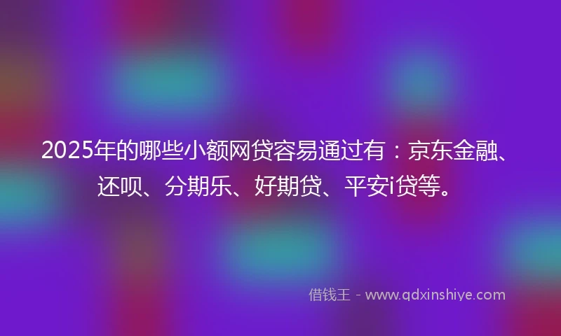 2025年的哪些小额网贷容易通过有：京东金融、还呗、分期乐、好期贷、平安i贷等。