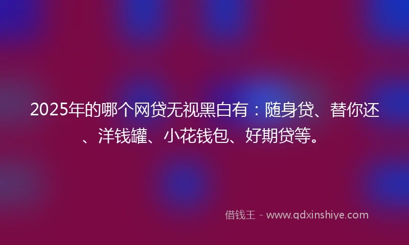 2025年的哪个网贷无视黑白有：随身贷、替你还、洋钱罐、小花钱包、好期贷等。