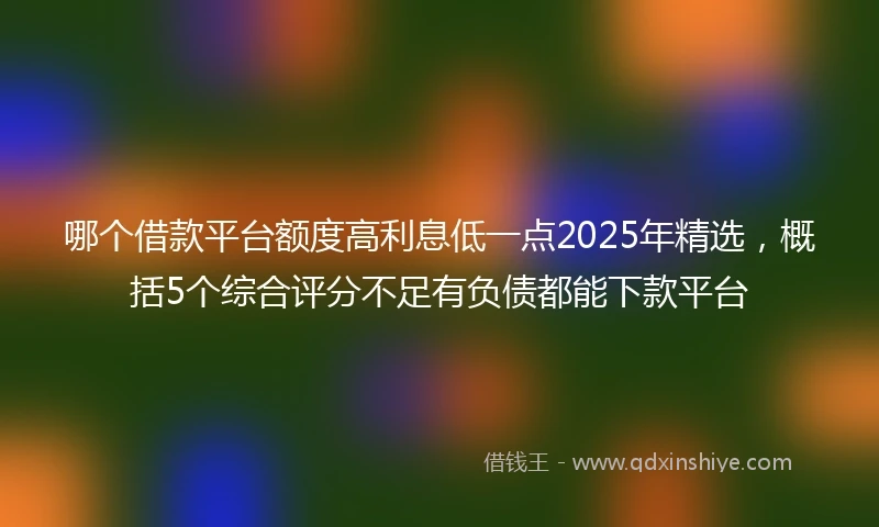 哪个借款平台额度高利息低一点2025年精选，概括5个综合评分不足有负债都能下款平台