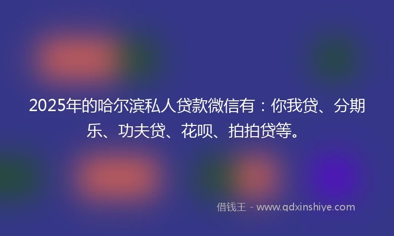 2025年的哈尔滨私人贷款微信有：你我贷、分期乐、功夫贷、花呗、拍拍贷等。
