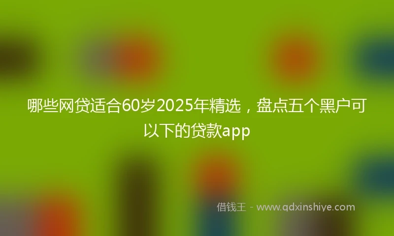 哪些网贷适合60岁2025年精选，盘点五个黑户可以下的贷款app