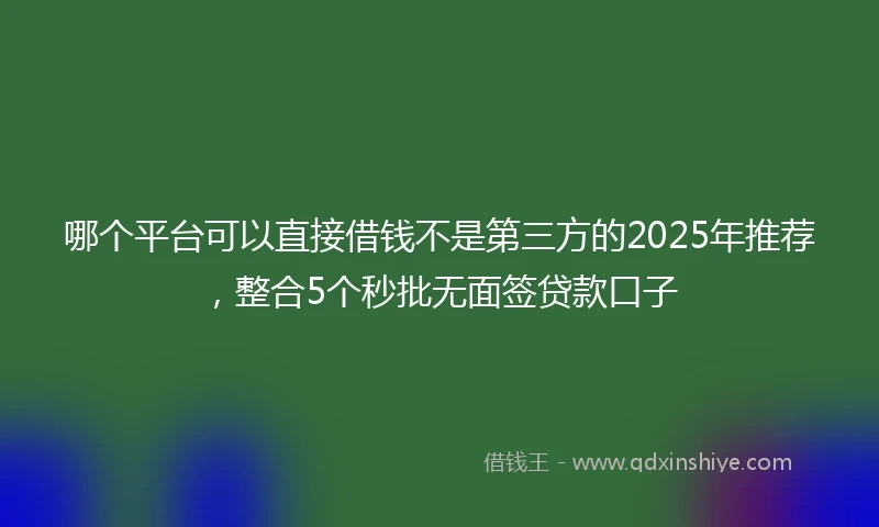 哪个平台可以直接借钱不是第三方的2025年推荐，整合5个秒批无面签贷款口子