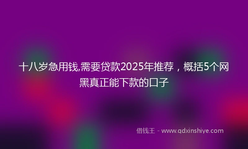十八岁急用钱,需要贷款2025年推荐，概括5个网黑真正能下款的口子