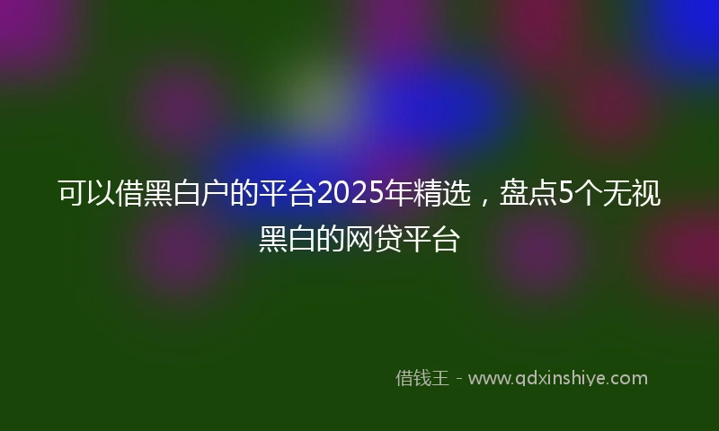 可以借黑白户的平台2025年精选,盘点5个无视黑白的网贷平台