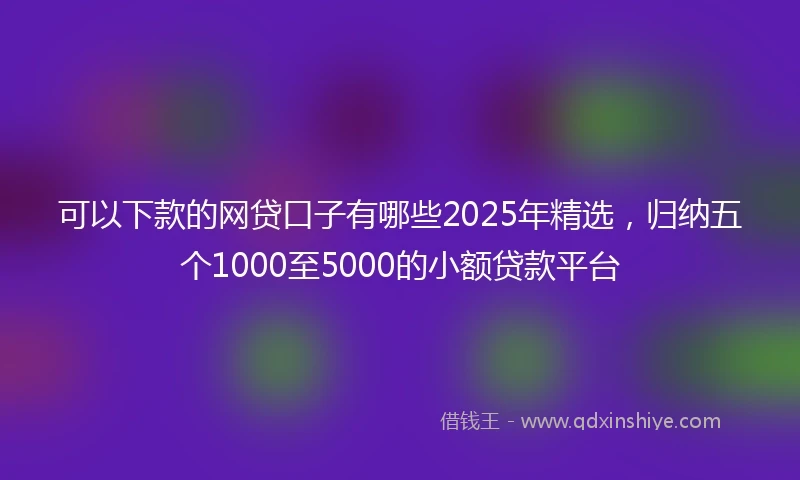 可以下款的网贷口子有哪些2025年精选，归纳五个1000至5000的小额贷款平台