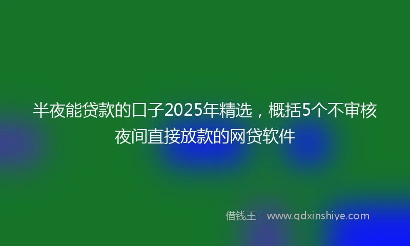 半夜能贷款的口子2025年精选，概括5个不审核夜间直接放款的网贷软件