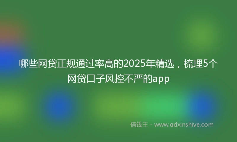 哪些网贷正规通过率高的2025年精选，梳理5个网贷口子风控不严的app