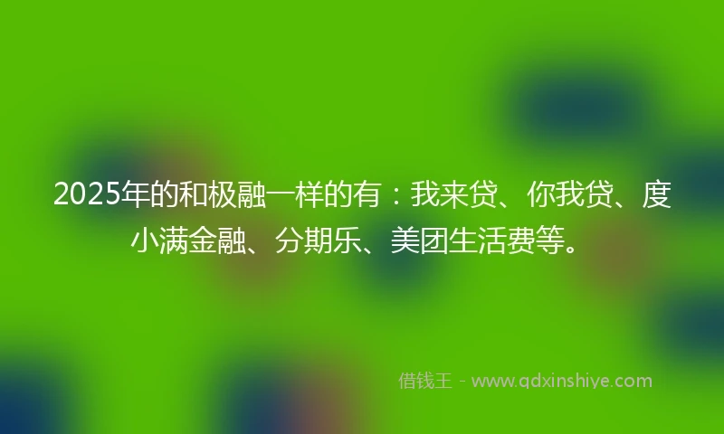2025年的和极融一样的有：我来贷、你我贷、度小满金融、分期乐、美团生活费等。