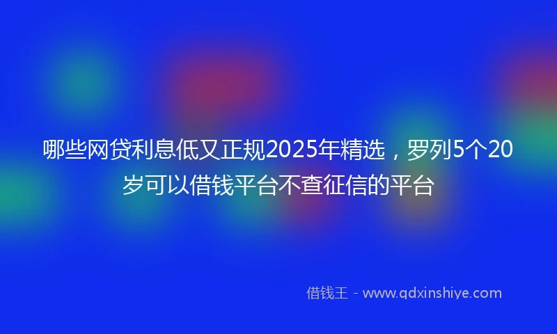 哪些网贷利息低又正规2025年精选，罗列5个20岁可以借钱平台不查征信的平台