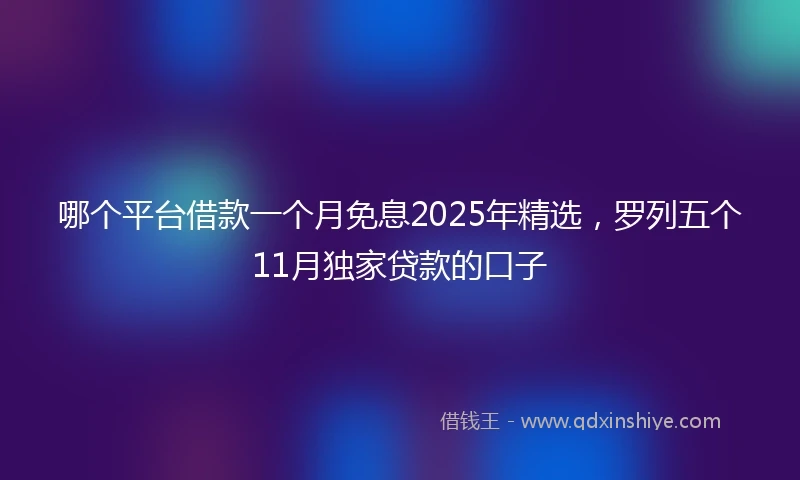 哪个平台借款一个月免息2025年精选，罗列五个11月独家贷款的口子