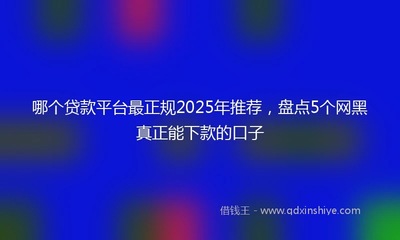 哪个贷款平台最正规2025年推荐，盘点5个网黑真正能下款的口子