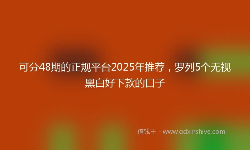 可分48期的正规平台2025年推荐，罗列5个无视黑白好下款的口子