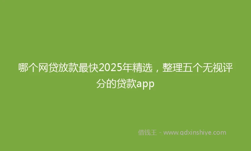 哪个网贷放款最快2025年精选，整理五个无视评分的贷款app