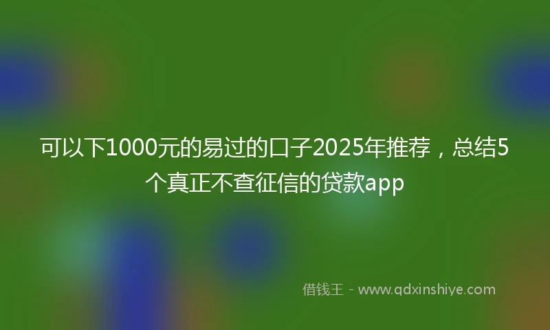 可以下1000元的易过的口子2025年推荐，总结5个真正不查征信的贷款app