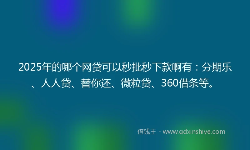 2025年的哪个网贷可以秒批秒下款啊有：分期乐、人人贷、替你还、微粒贷、360借条等。
