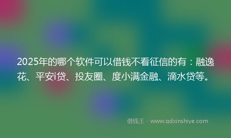 2025年的哪个软件可以借钱不看征信的有：融逸花、平安i贷、投友圈、度小满金融、滴水贷等。