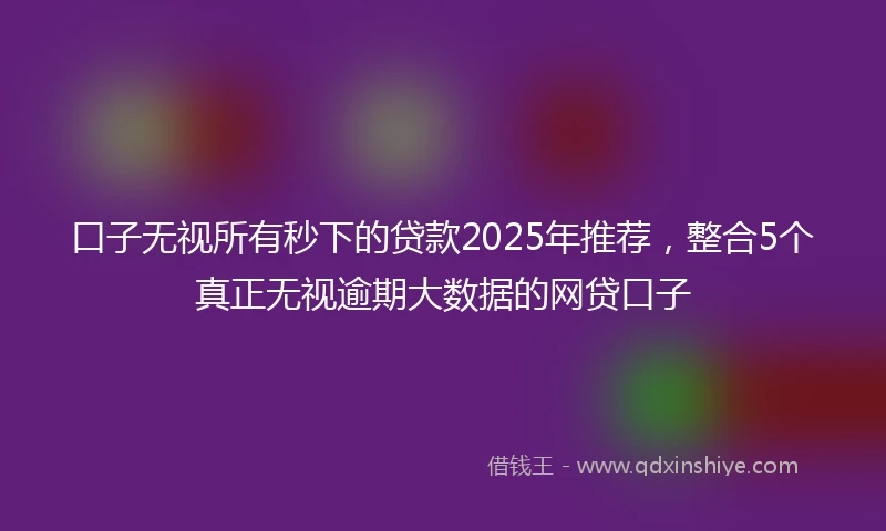 口子无视所有秒下的贷款2025年推荐，整合5个真正无视逾期大数据的网贷口子
