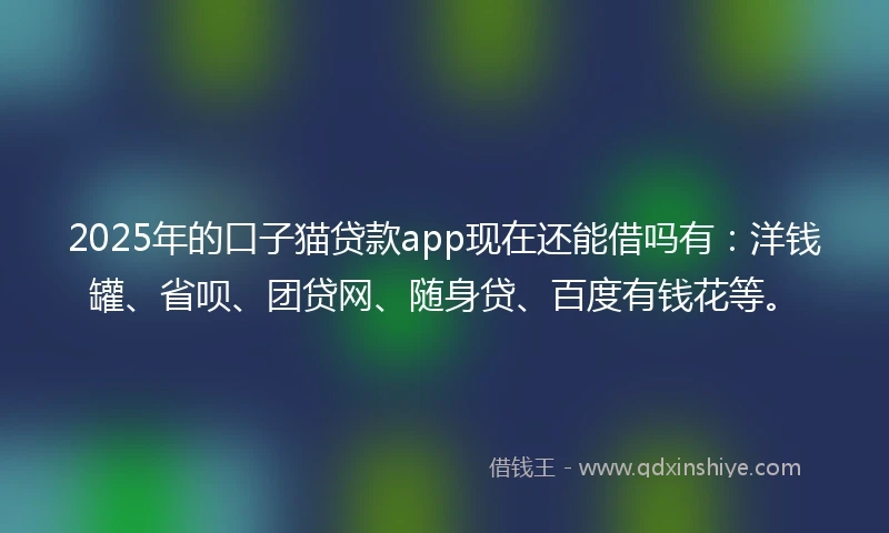 2025年的口子猫贷款app现在还能借吗有：洋钱罐、省呗、团贷网、随身贷、百度有钱花等。