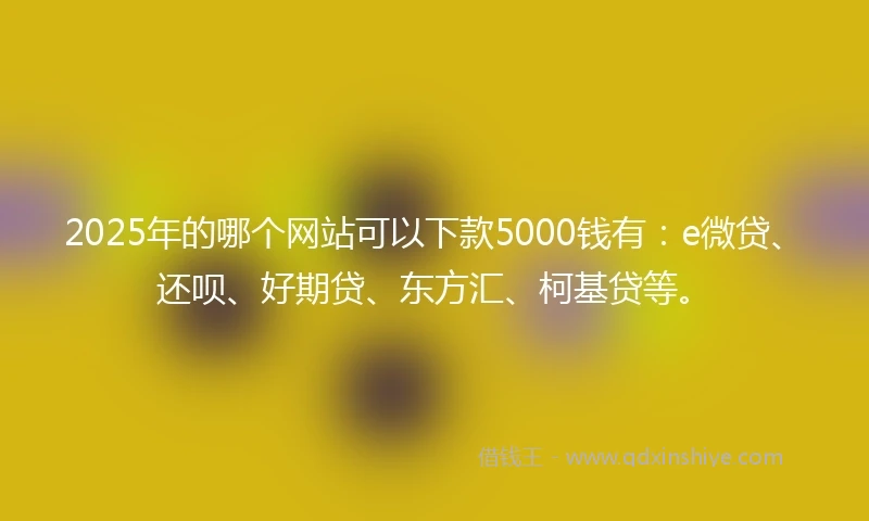 2025年的哪个网站可以下款5000钱有：e微贷、还呗、好期贷、东方汇、柯基贷等。