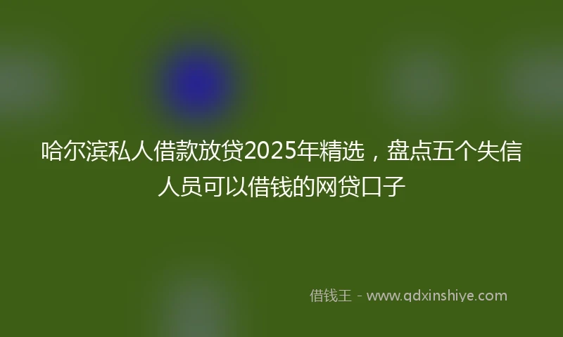 哈尔滨私人借款放贷2025年精选，盘点五个失信人员可以借钱的网贷口子