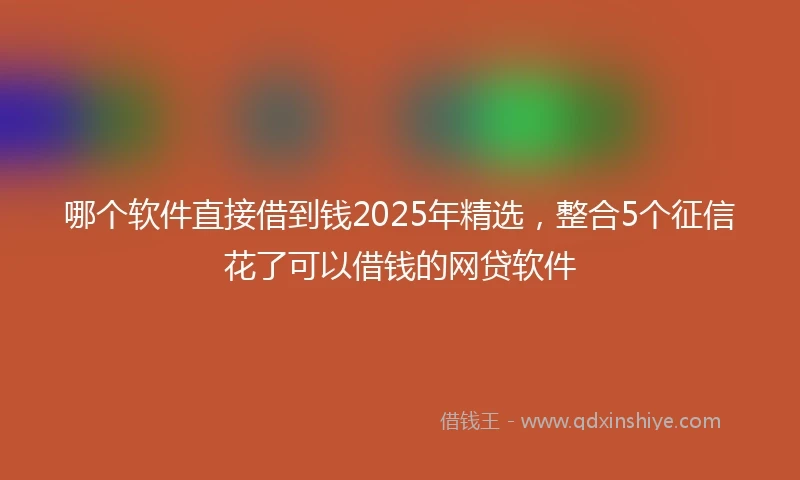 哪个软件直接借到钱2025年精选，整合5个征信花了可以借钱的网贷软件