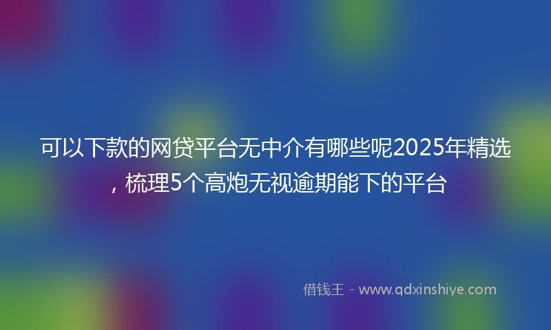 可以下款的网贷平台无中介有哪些呢2025年精选，梳理5个高炮无视逾期能下的平台