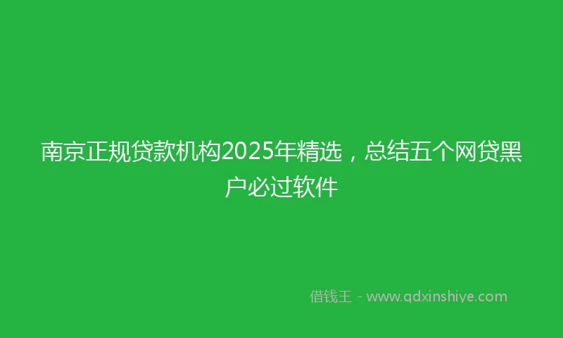 南京正规贷款机构2025年精选，总结五个网贷黑户必过软件