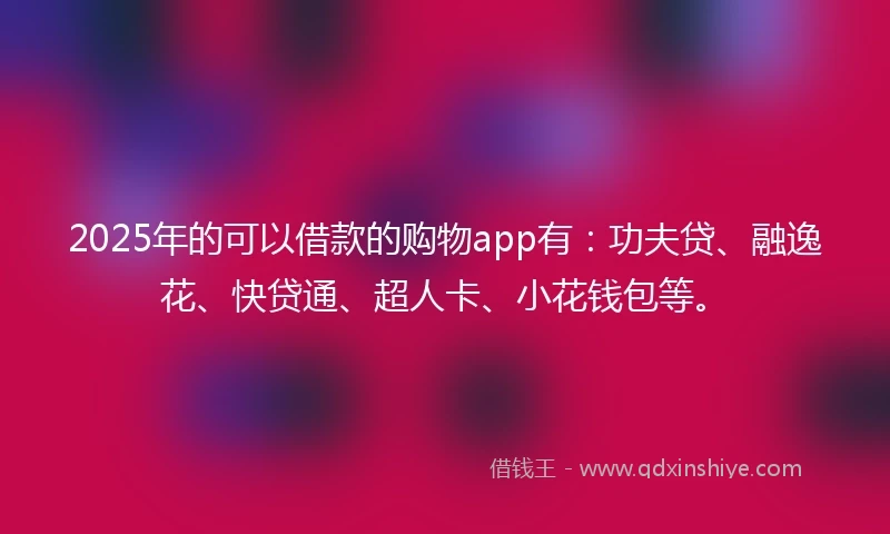 2025年的可以借款的购物app有:功夫贷、融逸花、快贷通、超人卡、小花钱包等。