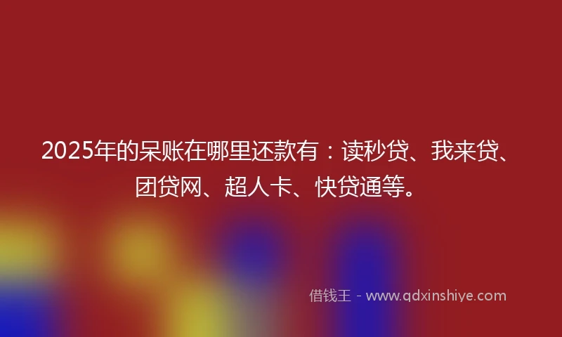 2025年的呆账在哪里还款有：读秒贷、我来贷、团贷网、超人卡、快贷通等。