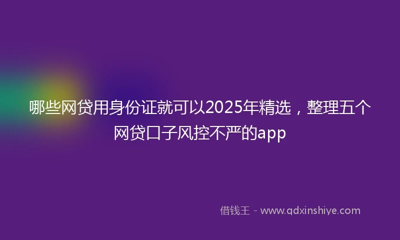 哪些网贷用身份证就可以2025年精选，整理五个网贷口子风控不严的app