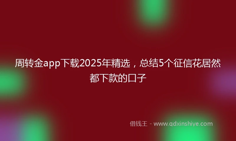 周转金app下载2025年精选，总结5个征信花居然都下款的口子