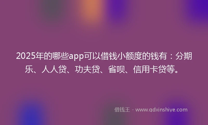 2025年的哪些app可以借钱小额度的钱有：分期乐、人人贷、功夫贷、省呗、信用卡贷等。