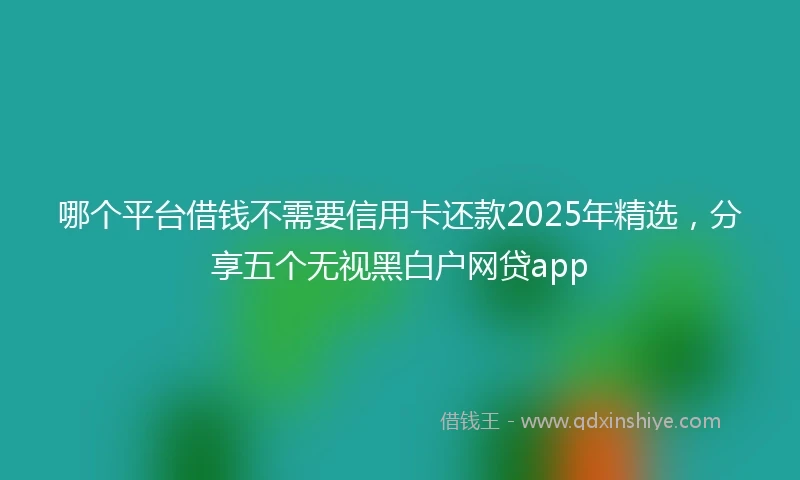 哪个平台借钱不需要信用卡还款2025年精选，分享五个无视黑白户网贷app