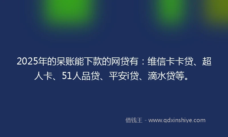 2025年的呆账能下款的网贷有：维信卡卡贷、超人卡、51人品贷、平安i贷、滴水贷等。