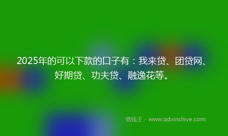 2025年的可以下款的口子有:我来贷、团贷网、好期贷、功夫贷、融逸花等。