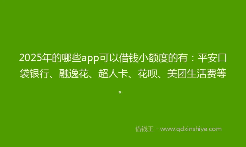 2025年的哪些app可以借钱小额度的有：平安口袋银行、融逸花、超人卡、花呗、美团生活费等。