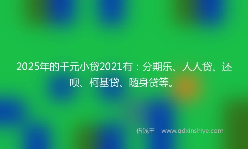 2025年的千元小贷2021有：分期乐、人人贷、还呗、柯基贷、随身贷等。