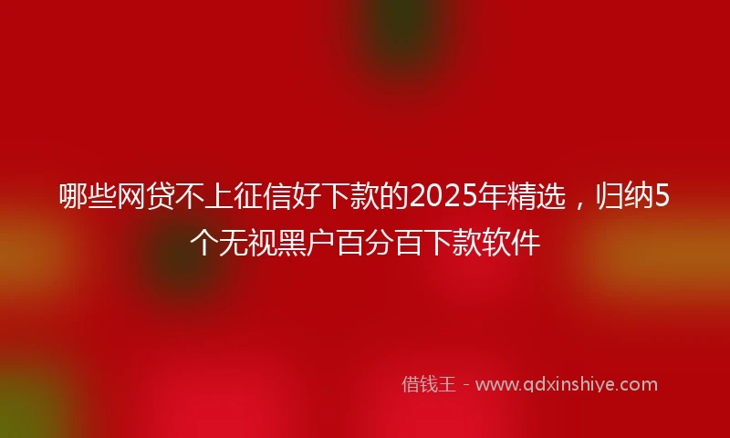 哪些网贷不上征信好下款的2025年精选，归纳5个无视黑户百分百下款软件