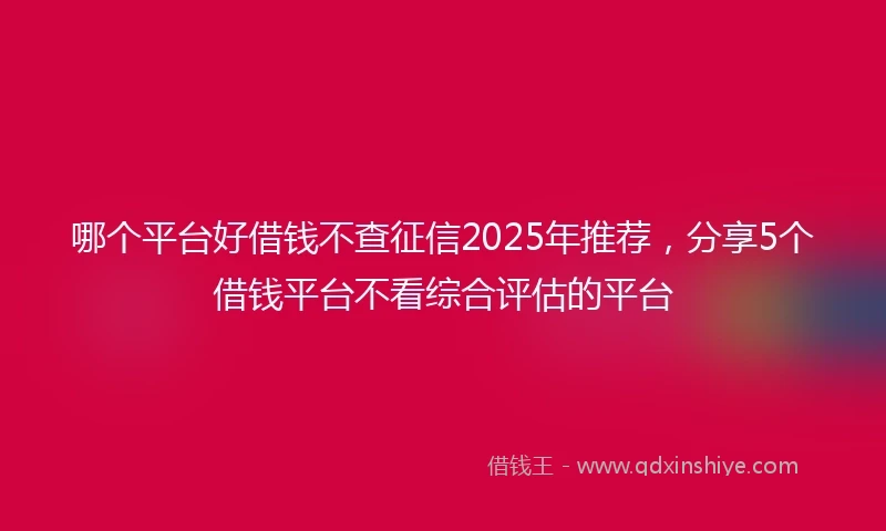 哪个平台好借钱不查征信2025年推荐，分享5个借钱平台不看综合评估的平台