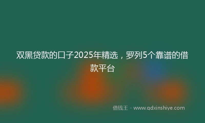 双黑贷款的口子2025年精选，罗列5个靠谱的借款平台