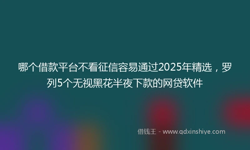 哪个借款平台不看征信容易通过2025年精选，罗列5个无视黑花半夜下款的网贷软件