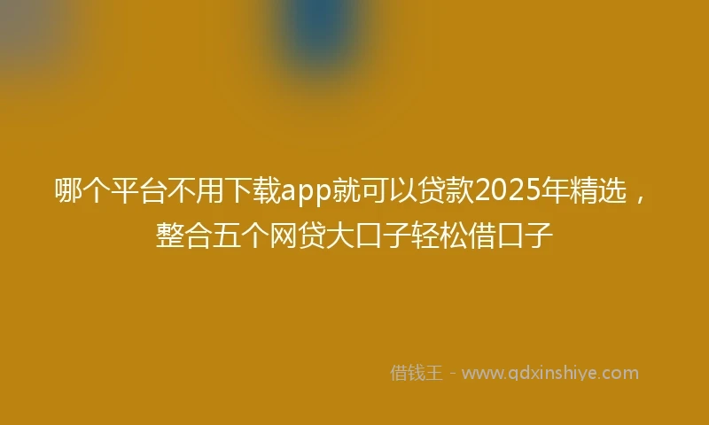 哪个平台不用下载app就可以贷款2025年精选,整合五个网贷大口子轻松借口子