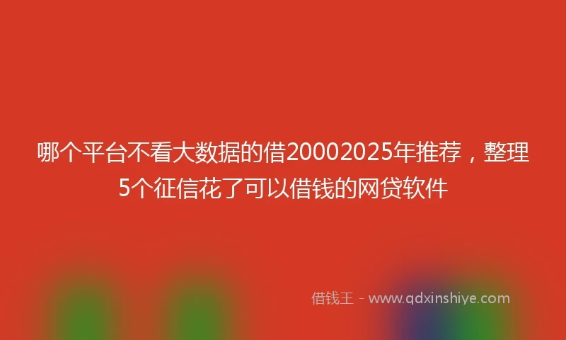 哪个平台不看大数据的借20002025年推荐，整理5个征信花了可以借钱的网贷软件