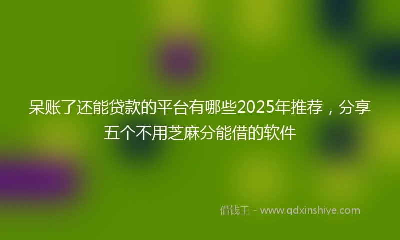 呆账了还能贷款的平台有哪些2025年推荐，分享五个不用芝麻分能借的软件