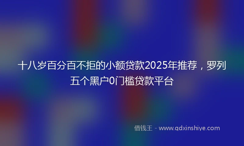 十八岁百分百不拒的小额贷款2025年推荐，罗列五个黑户0门槛贷款平台