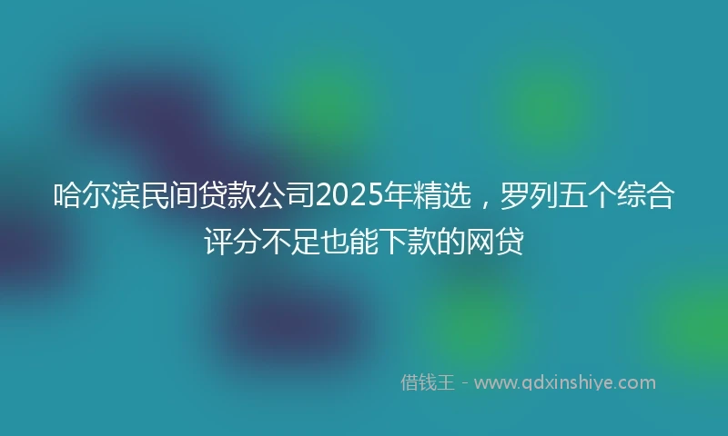 哈尔滨民间贷款公司2025年精选，罗列五个综合评分不足也能下款的网贷