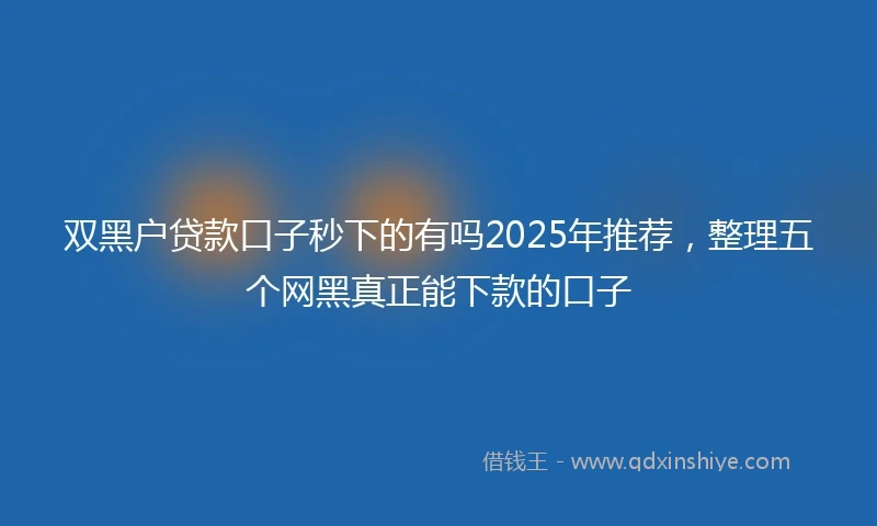 双黑户贷款口子秒下的有吗2025年推荐，整理五个网黑真正能下款的口子